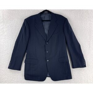 Ermenegildo Zegna Blazer Suit Jacket Mens Size 44 Navy Blue Stripe 3 Button Work